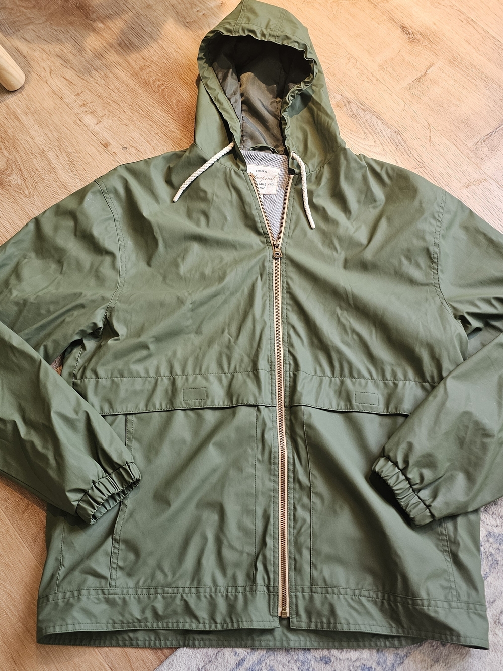 Weatherproof Vintage Men's Hooded Rain Jacket Size Large Plive Green